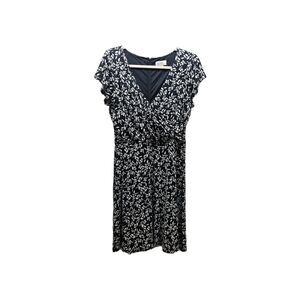 Loft Womens Black Floral V-Neck Strech Dress Size 2